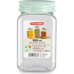 Voorraadpot/bewaarpot - 500 ml - kunststof - mint groen - B7 x H13 cm - Voorraadpot