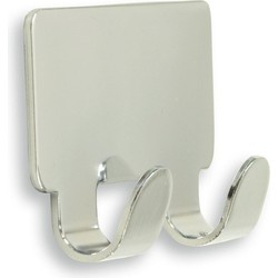Handdoekhaak - zilverkleurig - zelfklevend - 4,2 x 7,2 cm - vierkant - Handdoekhaakjes