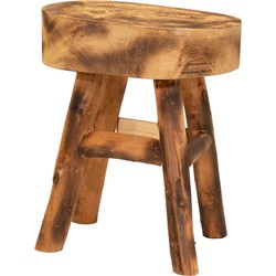 Mega Collections Zit krukje/bijzet stoel - hout - lichtbruin - D29 x H35 cm - Voor kinderen - Krukjes