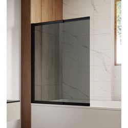 Badplaats Badwand Moka 120 x 140 cm - Zwart - Badscherm schuifdeur 5 mm dik - Getint Veiligheidsglas en Antikalk