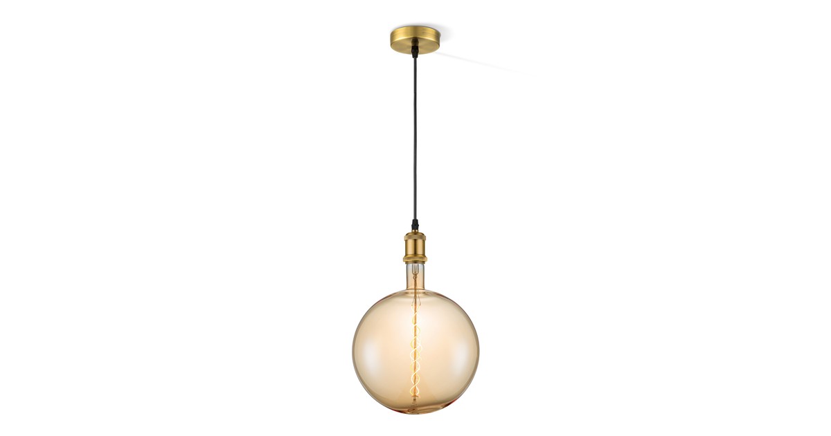 Home Sweet Home hanglamp brons vintage - hanglamp inclusief LED filament lichtbron dubbele spiraal - dimbaar - pendel lengte 100 cm - inclusief E27 LED lichtbron - amber