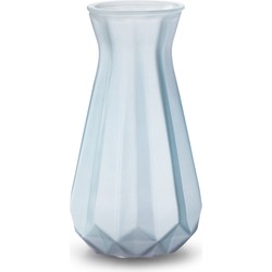 Bloemenvaas - lichtblauw/transparant glas - H18 x D11.5 cm - Vazen