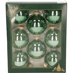 Krebs Kerstballen - jade groen - 8ST - glas - 7 cm - glans - Kerstbal