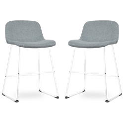 Nino-Mats barkruk zacht groen - wit onderstel - 65 cm - set van 2