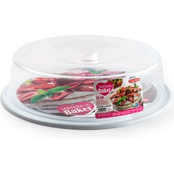 PlasticForte Taart bewaardoos - rond - wit - D32 x H9,5 cm - Taartplateaus