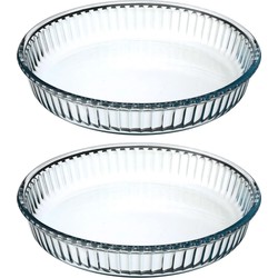 2x stuks ovenschaal rond - Transparant - Glas - Diameter 26 cm - Ovenschalen