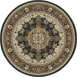 Nain Klassiek Medaillon - Rond - Laagpolig Oosters Vloerkleed - Vintage Tapijt - Zwart- 240 CM ROND