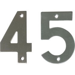 AMIG Huisnummer 45 - massief Inox RVS - 10cm - incl. bijpassende schroeven - zilver - Huisnummers