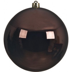1x Grote raam/deur/kerstboom decoratie donkerbruine kerstballen 20 cm glans - Kerstbal