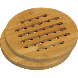 2x Houten onderzetters 19 cm rond - Panonderzetters