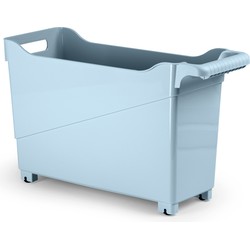 Plasticforte opberg Trolley Container - ijsblauw - op wieltjes - L45 x B17 x H29 cm - kunststof - Opberg trolley
