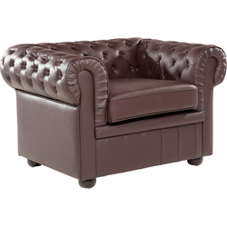 Beliani CHESTERFIELD - Fauteuil-Bruin-Leer