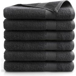 DoubleDry Handdoeken Set 70 x 140 cm - 6 stuks - 100% zacht katoen 500 g/m2 - 6x Antraciet