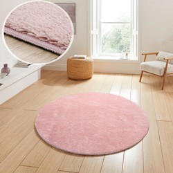 Rond Wasbaar vloerkleed - Malaga Roze - Ø 120 CM