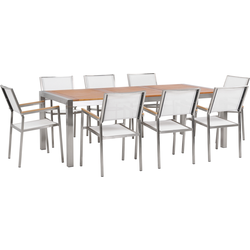 GROSSETO  - Tuinset voor 8 - Wit - RVS