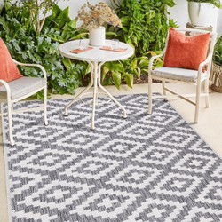 Lora Buitenkleed Geruit Grijs vloerkleed - Voor Binnen & Buiten - 80 X 250 CM