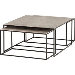 Silverstone salontafel set van 3, Raw nickel black patina