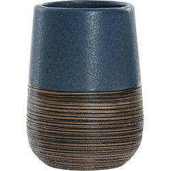 Badkamer tandenborstelhouder / drinkbeker - polystone - marineblauw - 7 x 11 cm - Tandenborstelhouders