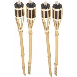 Tuinfakkels voor lampenolie - 4x stuks - 60 cm - bamboe - navulbaar - Fakkels