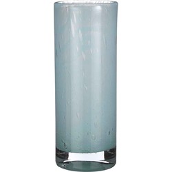 Mica Decorations Vaas Estelle rond cilinder recycled glas lichtblauw - H 31  x Ø 11.5 cm - Bloemenvaas - bloempot
