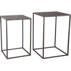 PTMD Hailee Gold square iron side table SV2