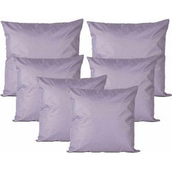 Bank/tuin kussens set - binnen/buiten - 6x stuks - lila paars - In 2 formaten - Sierkussens