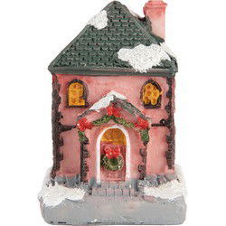 Clayre & Eef Decoratie Huis met LED Roze Kunststof