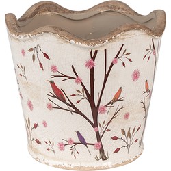 Clayre & Eef Bloempot  Ø 16x15 cm Beige Bruin Keramiek Takken Bloempot Binnen