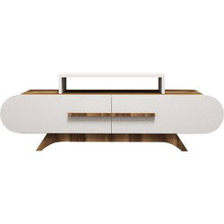TV-meubel 2 deuren walnoot en wit decor L145 cm