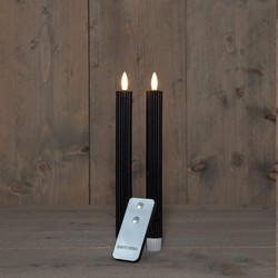 B.O. 2Pcs 3D Wick Black Ribbel Taper Candle 23 cm Rustic Wax - Anna's Collection