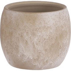 Mica Decorations Bloempot - creme stone - mat - keramiek - 14 x 12 cm - Plantenpotten