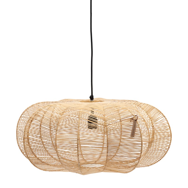 Riviera Maison Hanglamp gevlochten Rotan, Handgemaakt - RM Zizi Hanging Lamp - Naturel - Rattan, ijzer - 