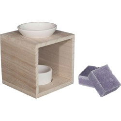 Ideas4seasons Amberblokjes/geurblokjes cadeauset - lavendel geur - inclusief geurbrander - Geurbranders