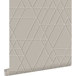 ESTAhome behang grafisch 3D motief taupe - 50 x 900 cm - 139600