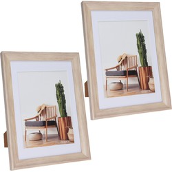 2x stuks kunststof fotolijst hout look geschikt voor een foto van 15 x 20 cm - Fotolijsten