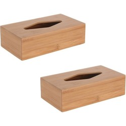 2x stuks tissuebox/tissuedoos van bamboe hout B10 x H9 x L23 cm - Tissuehouders