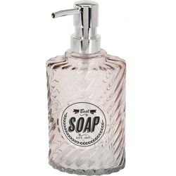 Zeeppompje/zeepdispenser oranje van glas 300 ml - Zeeppompjes