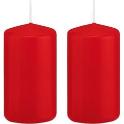 2x Kaarsen rood 5 x 10 cm 23 branduren sfeerkaarsen - Stompkaarsen