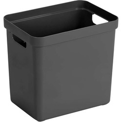 Antraciet grijze opbergboxen/opbergmanden 25 liter kunststof - Opbergbox
