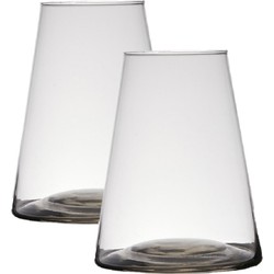 Set van 2x stuks transparante home-basics vaas/vazen van glas 20 x 16 cm Donna - Vazen