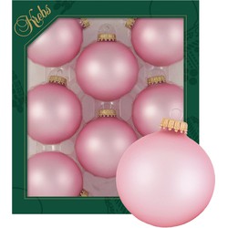 Krebs kerstballen - 8x stuks - chic roze - glas - 7 cm - mat - Kerstbal