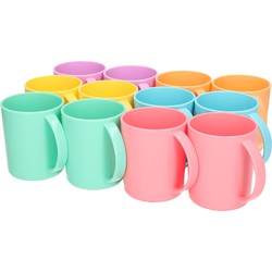 PlasticForte Drinkbekers - 12x stuks - gekleurd - kunststof - 350 ml - Drinkbekers