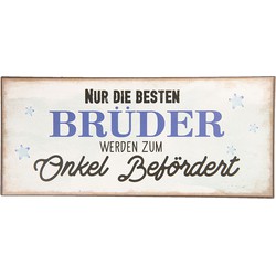 Clayre & Eef Tekstbord  30x13 cm Wit Metaal Rechthoek Brüder Onkel Wandbord