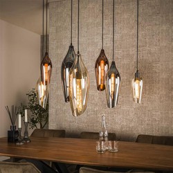 Hoyz Collection - Hanglamp 4+3 Cocoon Mix Glass - Zwart