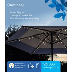 Sonnenschirm Partylights 96 LED warmweiß 8 Stränge - 1,2 m - Lumineo