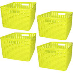 Plasticforte opbergmand/kastmandje - 4x - 18 liter - groen - kunststof - 28 x 38 x 19 cm - Opbergbox