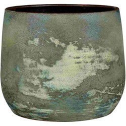 Mica Decorations Bloempot Olaf - 32x32x25 cm - Terracotta - Licht Groen