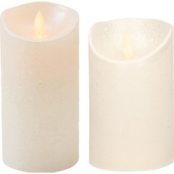 Set van 2x stuks Creme Parel Led kaarsen met bewegende vlam - LED kaarsen