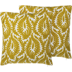 PRIMULA  - Sierkussen set van 2 - Mosterdgeel - 45 x 45 cm - Katoen