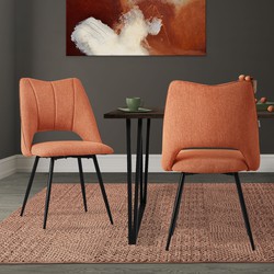 Eetkamerstoel set van 2 oranje gestoffeerd incl. montagemateriaal Gestoffeerde stoel Keukenstoel ML design